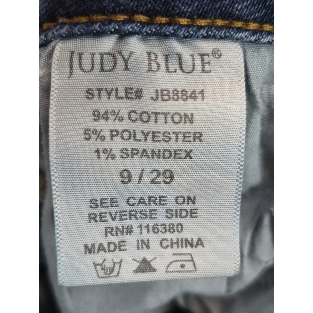 Judy Blue High Rise Skinny Jeans Women's 29 Blue Frayed Shark Bite Hem